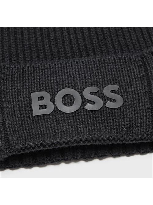 Cotton and virgin wool hat with logo BOSS | 50499423 ASIC_BEANIE-X.001